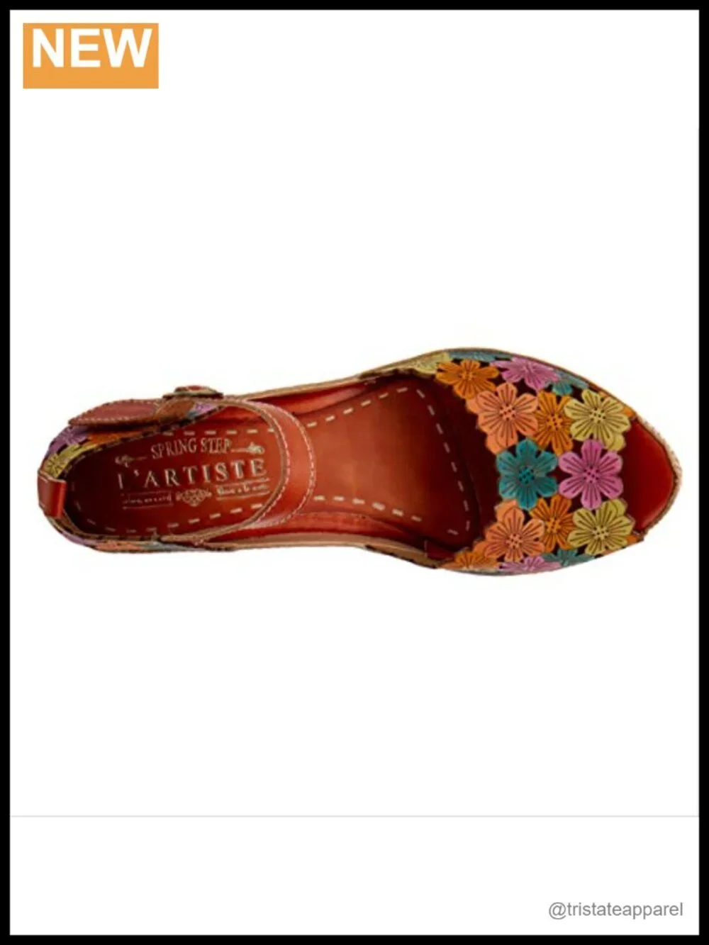 Hand-Painted Leather Ankle Strap Platform Heeled Sandals